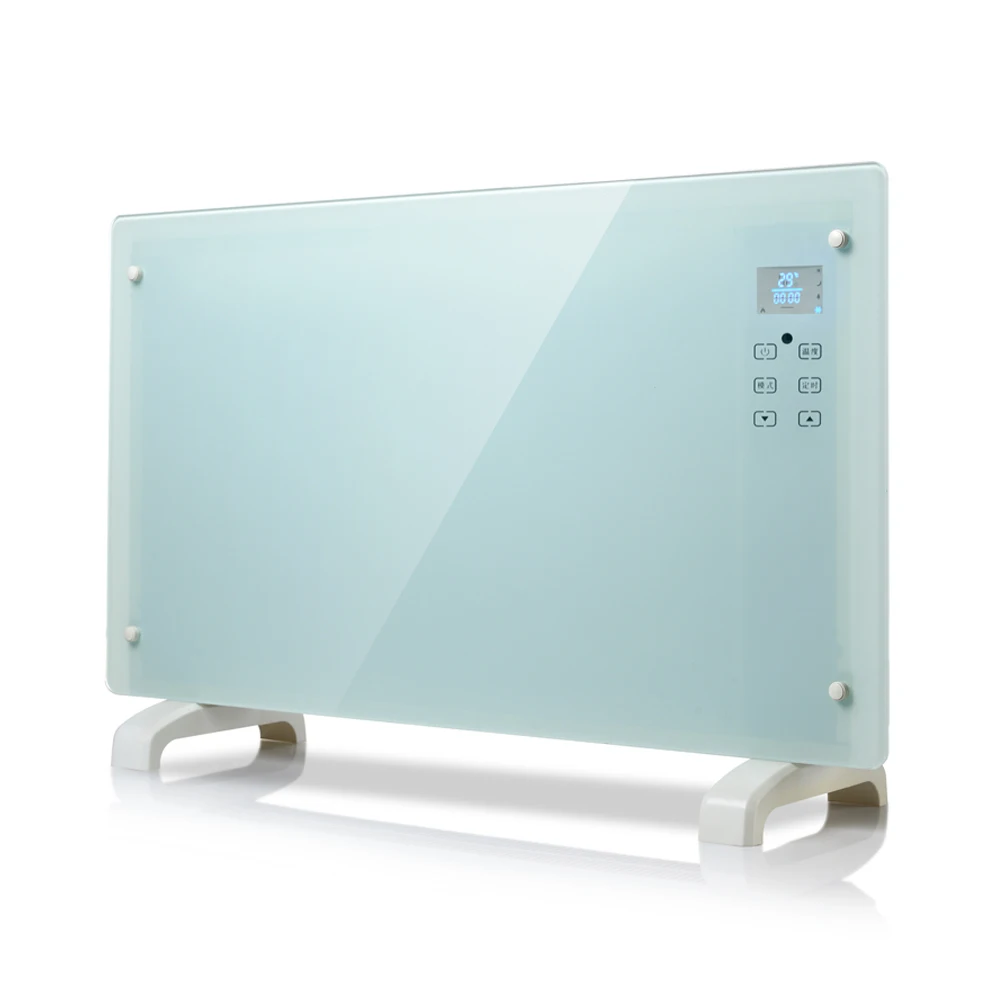 Homeleader Electric Panel Heater GH-15F, Crystal Glass Flat Convector Heater  with LED Screen and Remote Control, 1500W, Black