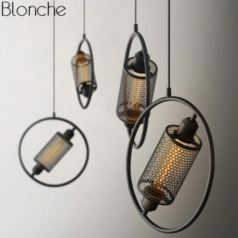 

Vintage Pendant Lamp Loft Industrial Net Hanging Lights Planet Round Dining Room Kitchen Home Decor Lighting Suspension Fixtures