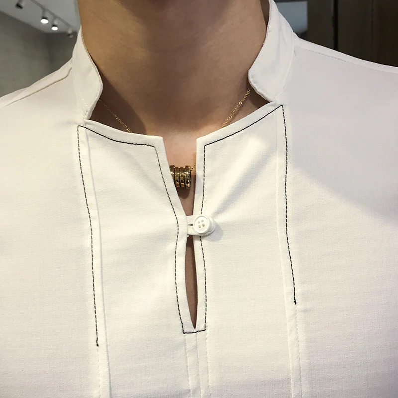 Новинка 2017 года Стенд воротник Рубашки для мальчиков мужские белые Camisa