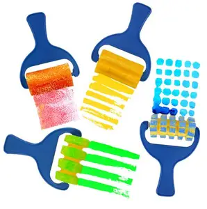 4 шт./лот, детская губка для рисования, кисти для забавных детей, граффити, краска, игрушка, пластиковая ручка, уплотнение, губка, кисть для рисования, обучающая игрушка - изображение