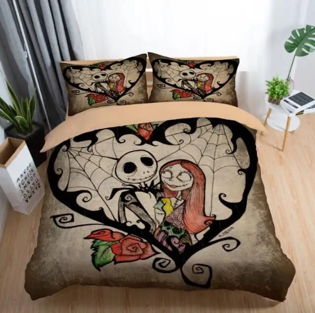 Home New The Nightmare Before Christmas Duvet Cover Set Twin Full Queen King Single Double Cartoon Bedding Set - Цвет: Красный