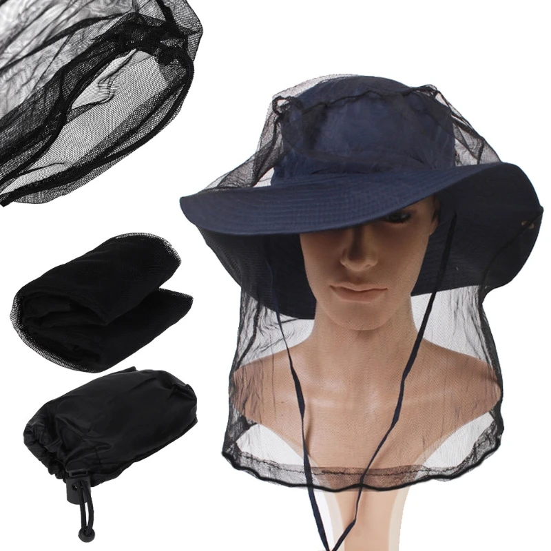 Outdoor Mosquito Head Net Mask Veil Hat Hood Insect Repellent Netting