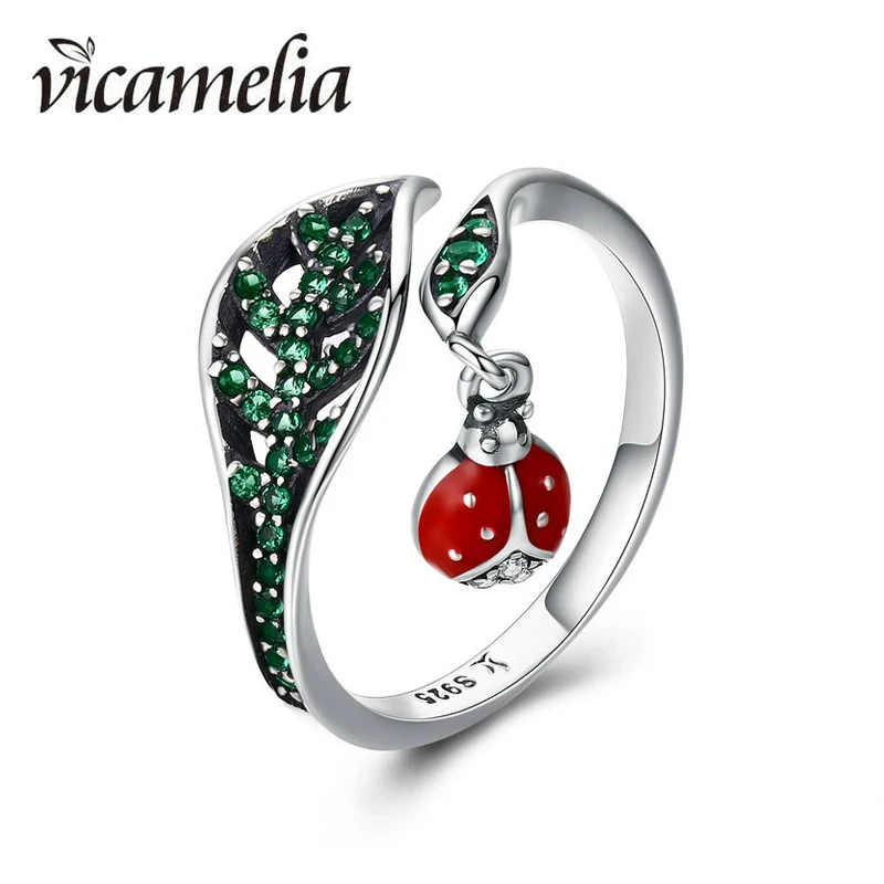 Vicamelia реального S925 стерлингов Серебряные кольца для Для женщин зеленый отдыха