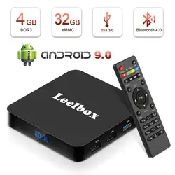 Q4 Leelbox коробка 4 K ТВ-бокс на Rockchip RK3328 4 ядра Mali-450MP2 1000Mbp Android 9,0 Wi-Fi BT4.0 4 Гб + 32 ГБ HDMI2.0 ТВ коробка, Новинка