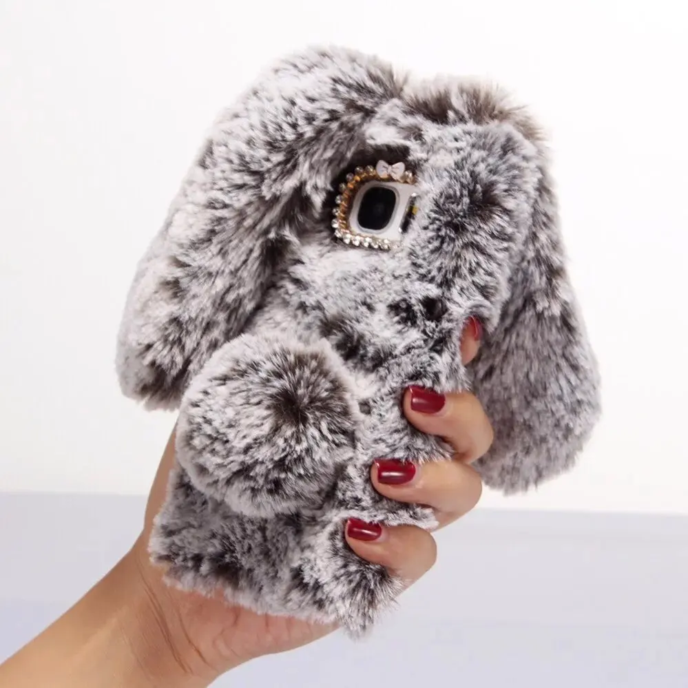 

3D Rabbit Bunny Toy Phone Case High Quality Artificial Cony Hair TPU Back Cover for TP-LINK Neffos C5 5.0" / C5max C5 MAX 5.5"