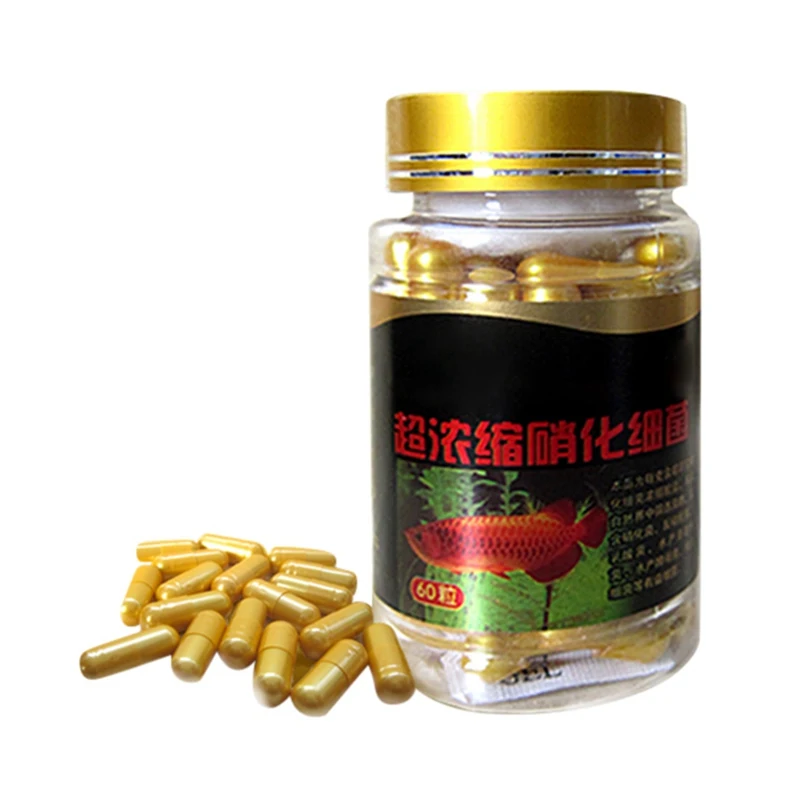 60 Capsules/bottle Aquarium Bio Nitrobacteria Capsule Concentrated Nitrifying Bacteria Capsule for Fresh Water Seawater Aquarium