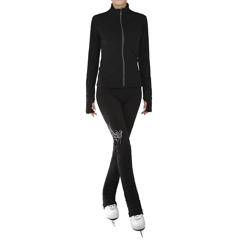 Customized Figure Skating Suits Jacket and Pants Long Trousers for Girl Women Training Patinaje Ice Skating Warm Gymnastics 7