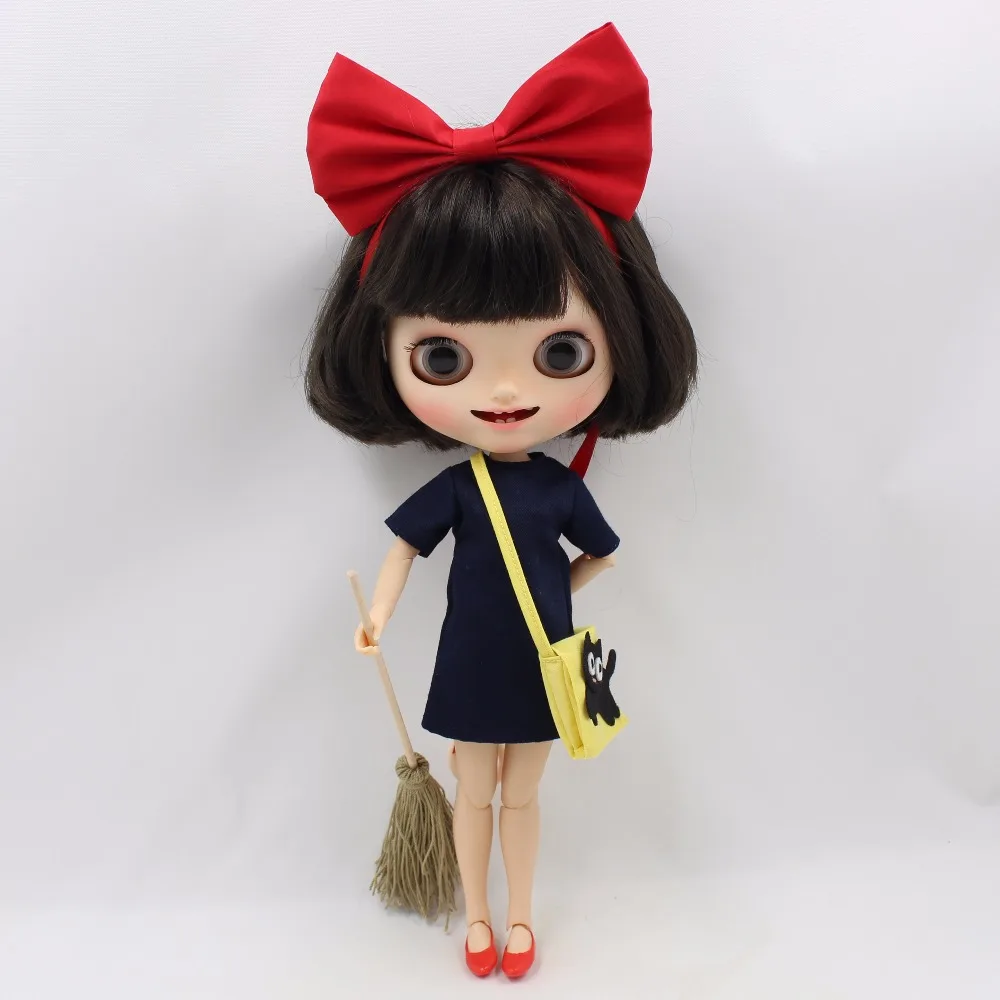 Neo Blythe Doll Kiki Halloween Dress with Yellow Bag, Bow Hairband & Red Shoes 5