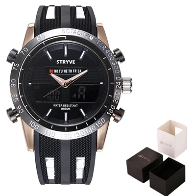 Relojes Man Sports Watch Stryve Brand Military Week Clock Waterproof Men Dual Display Quartz Digital Watch relogio masculino 