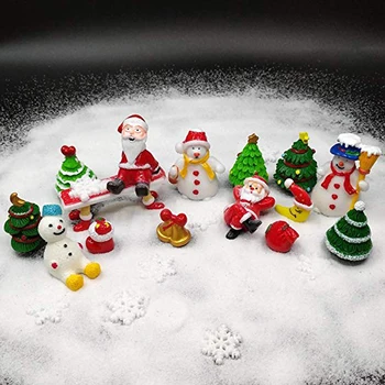 

26pcs Christmas Style Miniature Ornament Kits for DIY Fairy Garden Dollhouse Home Decoration White Sand Santa Christmas Trees