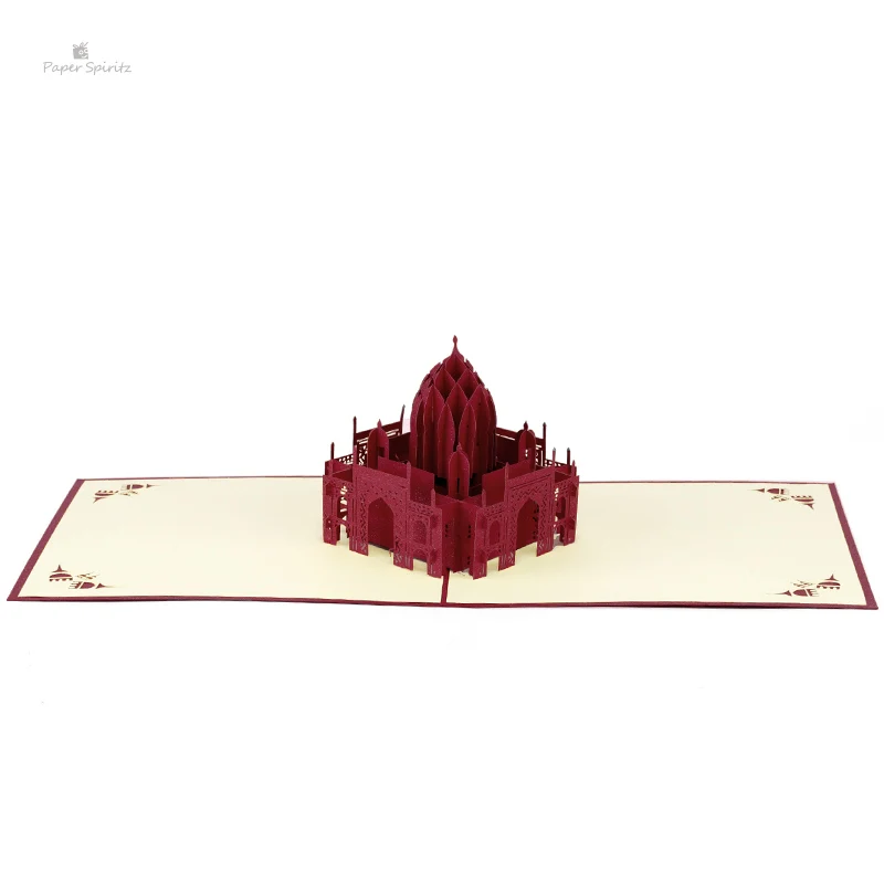  PAPER SPIRITZ Taj Mahal Cards laser 3d Kraft Paper Pop Up Card with Envelope Invitations Greeting G - 32895882303