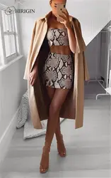 Hirigin женская женский комплект 2 шт. 2019 новая модная одежда с принтом змеи летний укороченный топ комплект сексуальное облегающее мини-платье