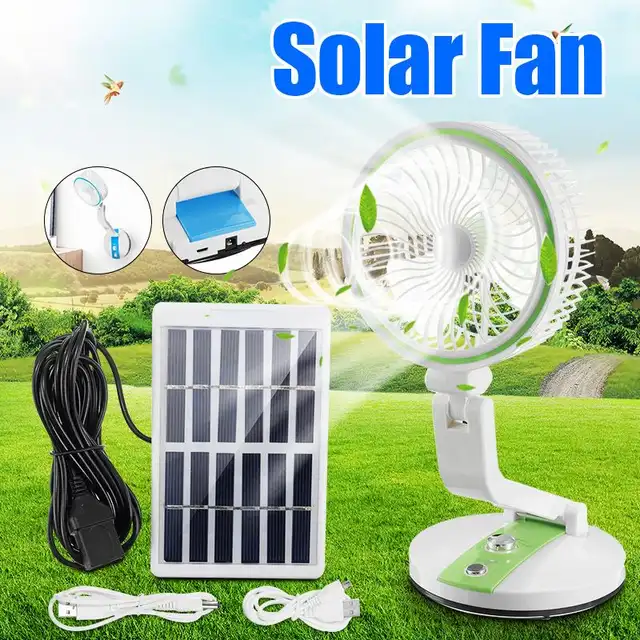 Multifunction Solar Fan Foldable With Led Light 2 Speed Adjustable