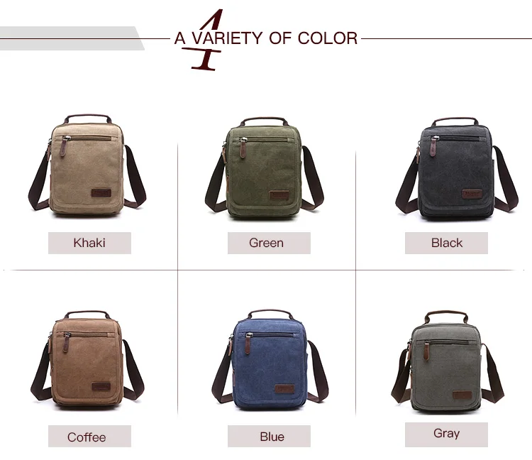 solid color  canvas small vertical section square shape handbag men shoulder bag