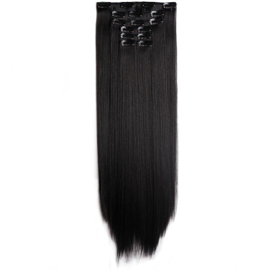 BESTUNG 24 дюйма прямые синтетические волосы на заколках для наращивания 7 отдельных частей для нескольких стилей - Цвет: #4