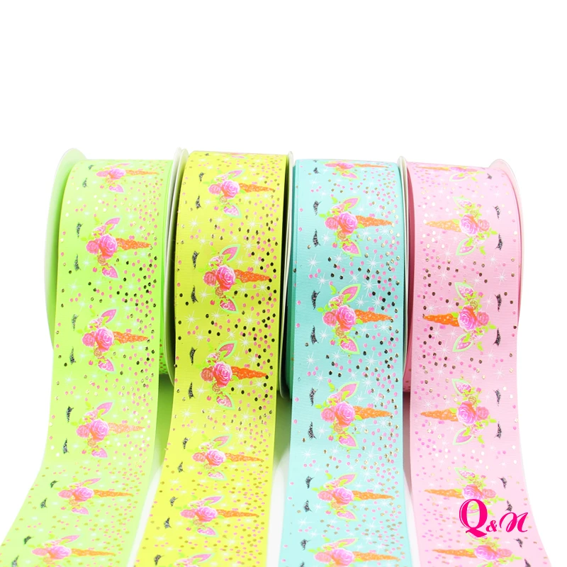 

wm 5 yards lot 3inch 75mm 1803010001 gold foil unicorn grosgrain ribbon