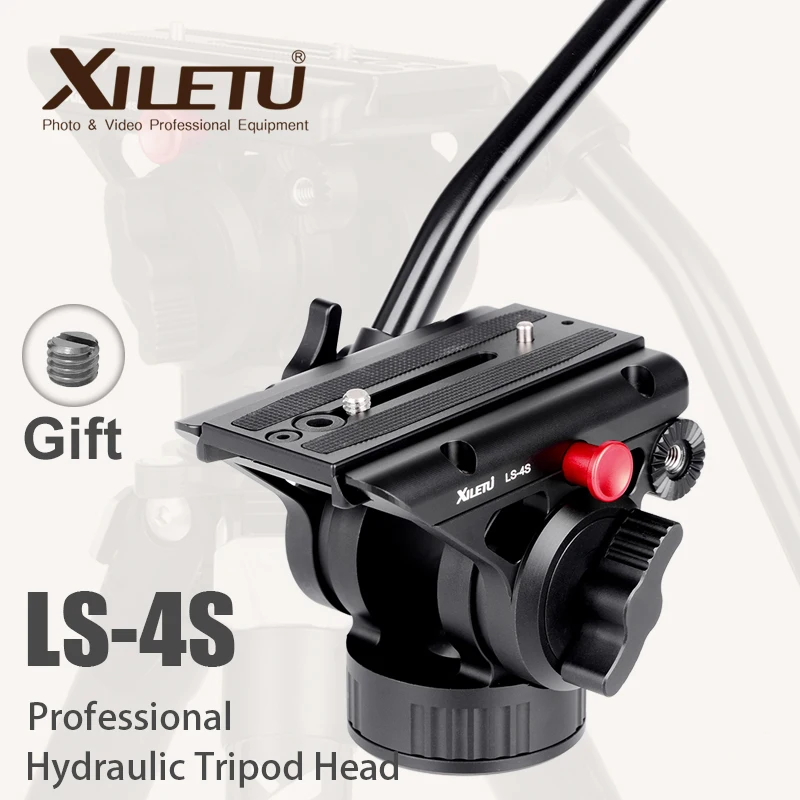 

XILETU LS4S Hydraulic Fluid Tripod Head Panoramic Video Head for Camera Tripod Monopod Slider with Quick Release Plate Manfrotto