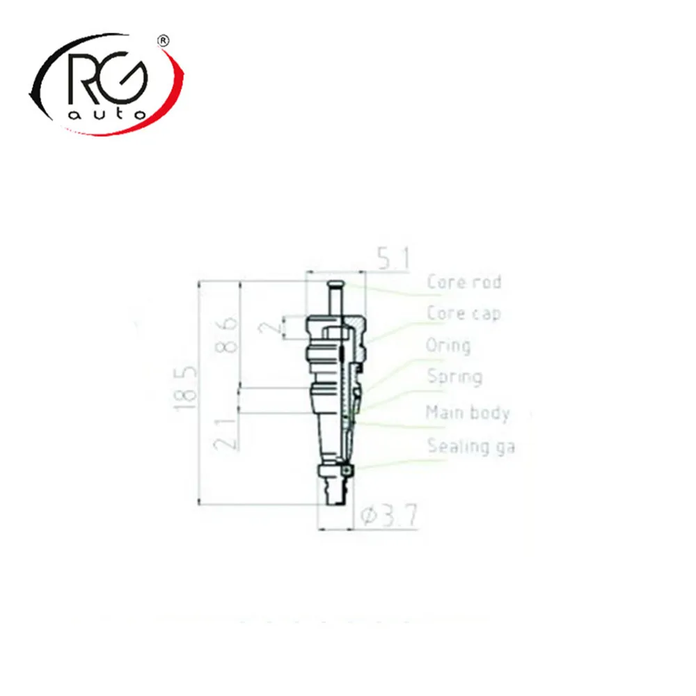 RGFROST Best 50pcs 5V1 18.5mm(0.73in) NBR Automotive Air-Conditioning Stem Valve Copper Core Black White Green