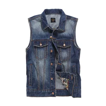 

2019 New Arrival Men's Denim Vest Jeans Vest Men Cowboy Vest Denim Sleeveless Patchwork Jacket For Men
