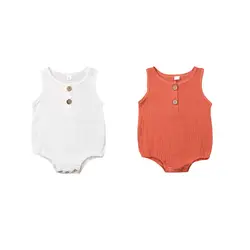 Великобритания 2019 для новорожденного мальчика Девочка комбинезон на кнопках две пряжки сплошной цвет Летний комбинезон комплект одежды