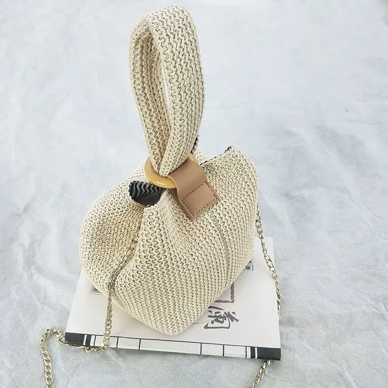 

Bags for Women 2019 Beach Bag Personality Crossbody Lock Handbag Handmade Knit Fashion Shoulder Bag handbag