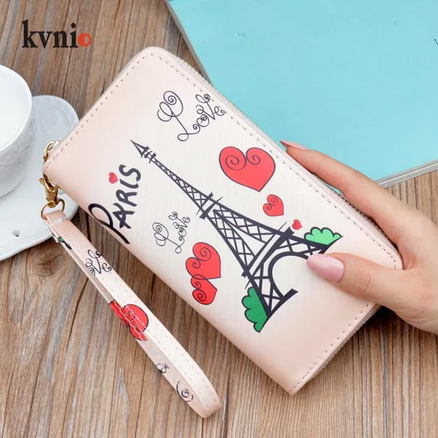 KVNIO New Paris Eiffel Tower Wallet For Men and Women Zipper Clutch