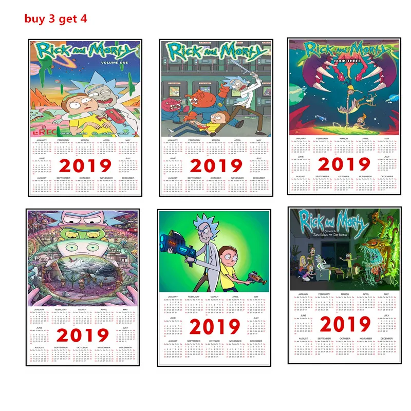 Rick And Morty Calendar Posters Wall Paper High Quality Painting For