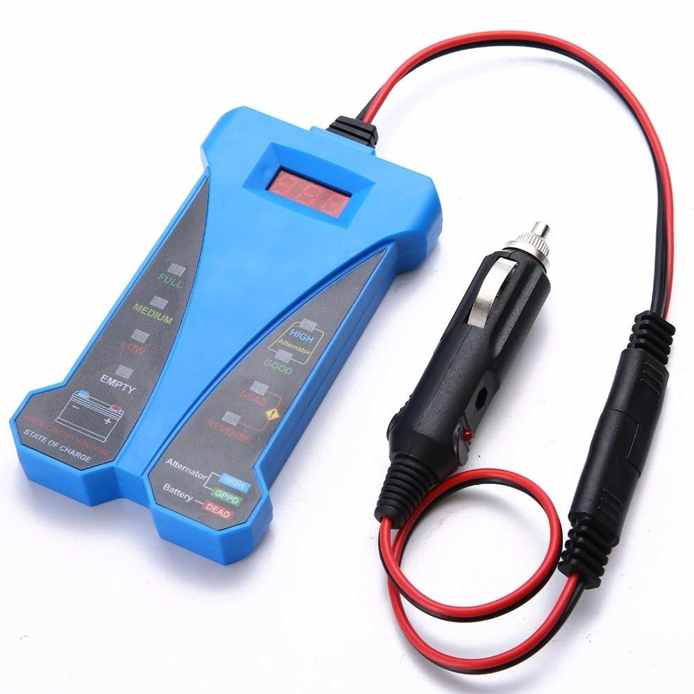 BEST Price 12V Smart Digital Battery Tester Voltmeter Alternator Analyzer with LCD and LED display for car motorcycle Boat