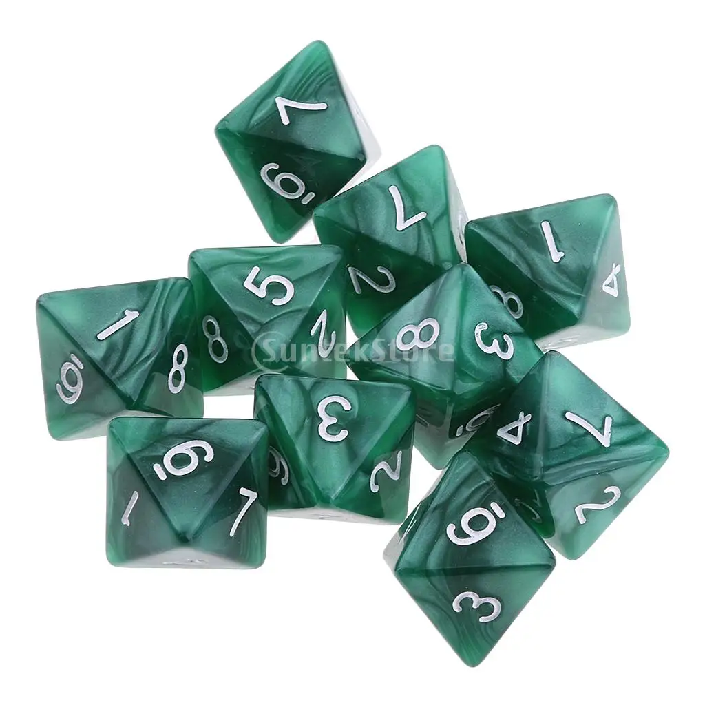 8 Sided Dice D8 Polyhedral Dice 10pcs for Dungeons and Dragons Table Games
