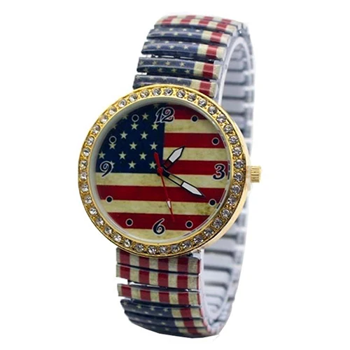 

Women's Fashion Flag Pattern Elasticity Strap Analog Quartz Casual Wrist Watch