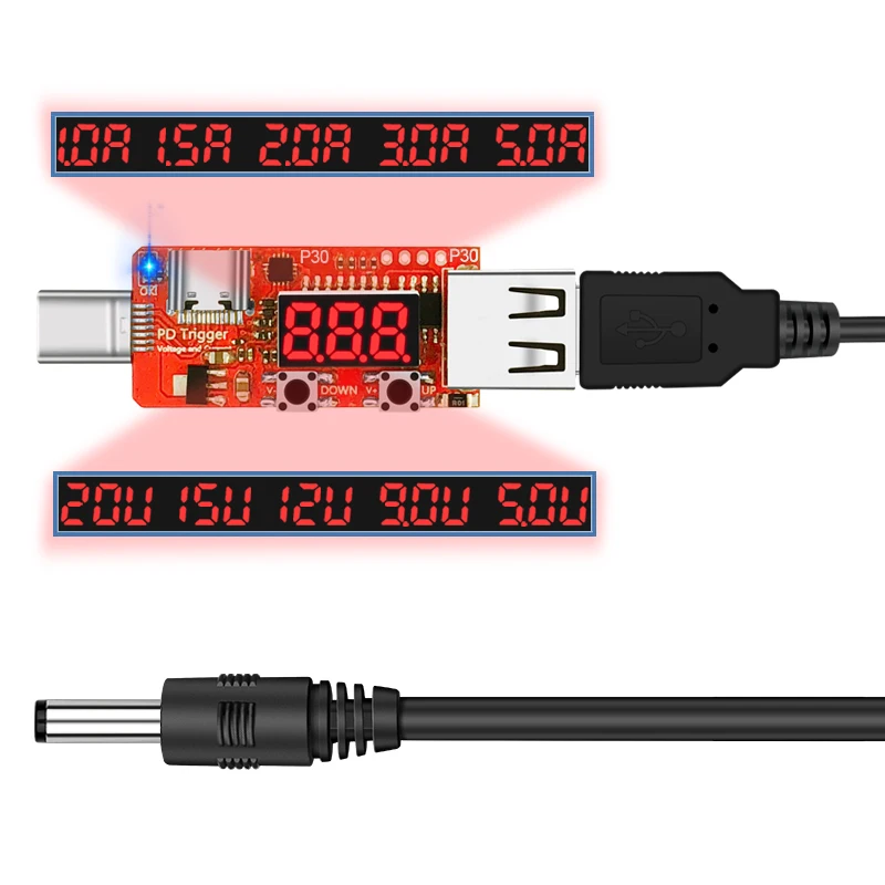 Спусковой кабель HiDANCE Type c PD2/3 0 на постоянный ток 5 5*2 мм DC5525 QC4 зарядное устройство
