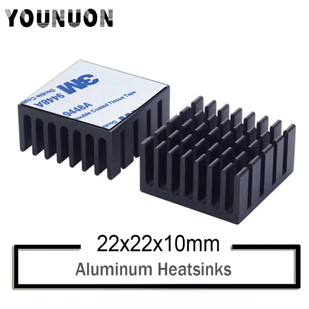 2 шт. YOUNUON черный 22x22x10 мм алюминиевый радиатор для Chip CPU GPU VGA RAM IC LED Радиатор
