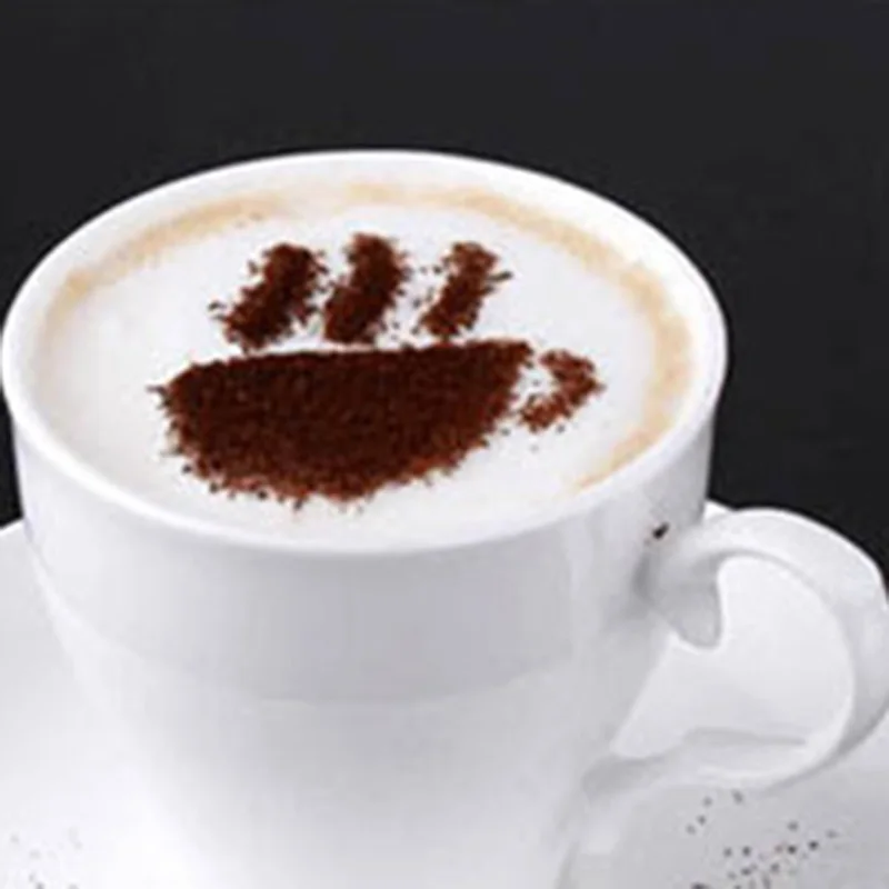 

Hot 6Pcs/Set Coffee Stencil Plastic Milk Cake Cupcake Template Barista Cappuccino Latte Printing Model Spray Decoration Tool LFD