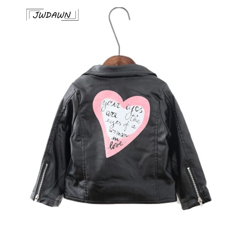 

Children Clothing Jacket Girls Printed Trench Coat Long Sleeve Kids Jacket Fashion PU Leather Children Outwear Girls Clothes