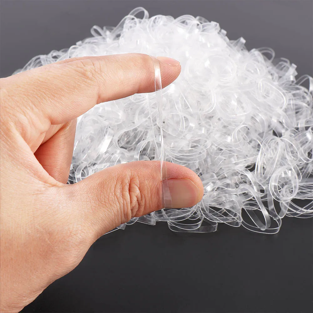 

1000pcs Wholesale Girls Clear Small Ring Disposable Rubber Band Ponytail Holder Elastic Hair Band Kid Hair Accessories Tie Gum