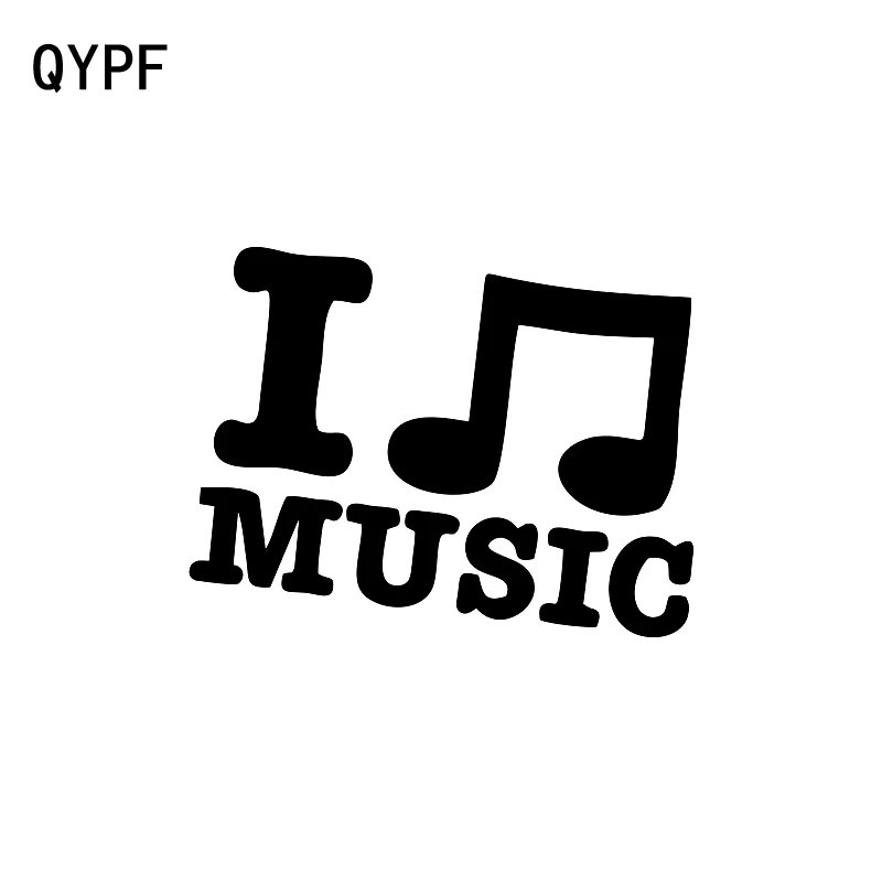 

QYPF 14.6CM*11.2CM Fun Vinyl Car Window Stickers Decal Black Silver I Love Music Accessories C15-3150