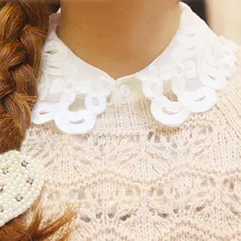 

New Women's Fake Half Shirt Blouse Collar Peter Pan Detachable Collar Unisex Tie