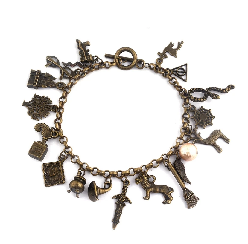 

Harri Potter Combination Jewellery Silver gold Plated Charm Bead bracelet Pendants toy gifts