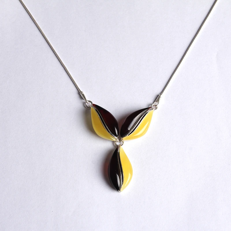 

925 sterling silver pure natural sea amber beeswax pendant necklace American antique jewelry national inspection certificate