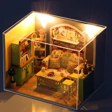 Q002 Diy деревянный Миниатюрный Кукольный дом игрушечная мебель Miniatura гостиная модель ручной работы кукольный домик