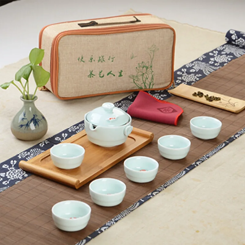 

Travel Portable Package Ceramic Teapot Teacup Tea Tray Drinkware Chinese Kung Fu Tea Sets Porcelain Service Tea Accessories