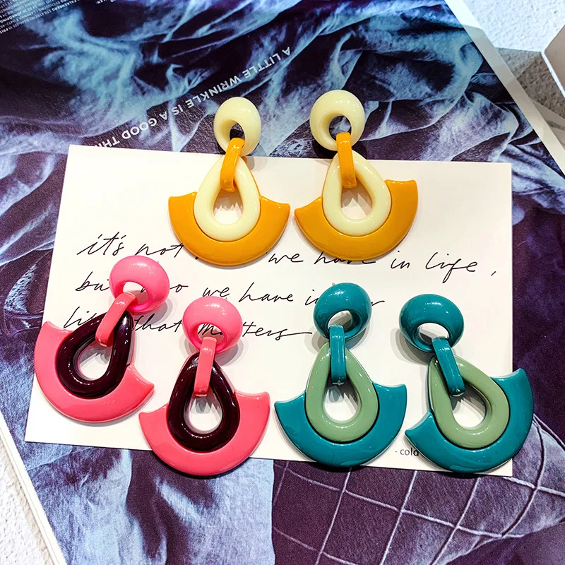 

Acrylic Earrings For Women Geometric Fan-shaped Resin Drop Dangle Earrings 2019 Fashion Female Earrings Party Jewelry Brincos