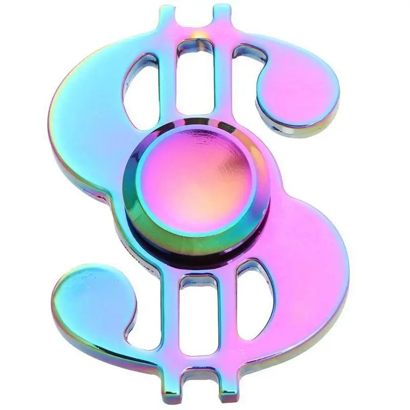 New Dollar Shape Colorful Rainbow Creative Metal spinner Fidget font b Toy b font Metal EDC