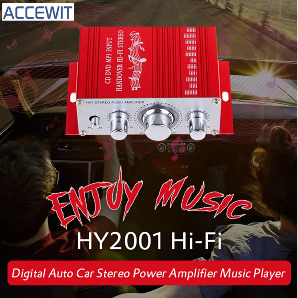 

Accewit HY-2001 Hi-Fi Mini Amplifiers Audio for Motorcycle Auto Car Home Power Amplifier Stereo Sound Mode USB/MP3/FM/DVD/SD