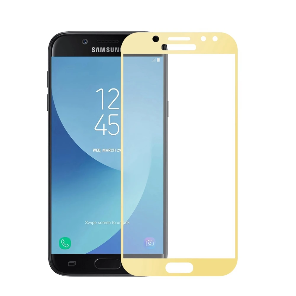 GerTong полное покрытие из закаленного стекла для Samsung Galaxy J3, J5, J7 года J330 J530 J730 Европейская версия защита экрана синяя пленка - Цвет: Gold