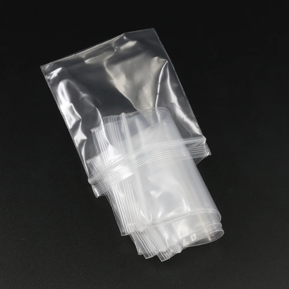 Bolsa de plástico transparente con cierre con cremallera, bolsas de plástico de polietileno resellables, embalaje de accesorios artesanales de joyería a granel, 4x100x6/5x7/6x12cm, 30-8/7 unids/lote