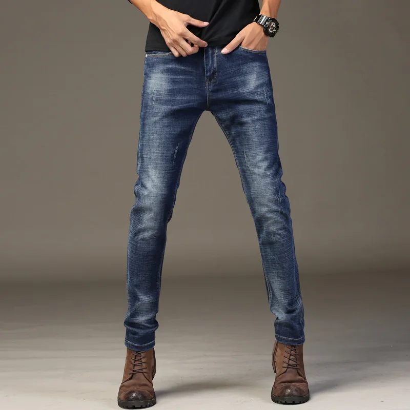 Модные мужские джинсы Рваные Slim Fit Эластичные брюки для девочек Новинка 2019 года