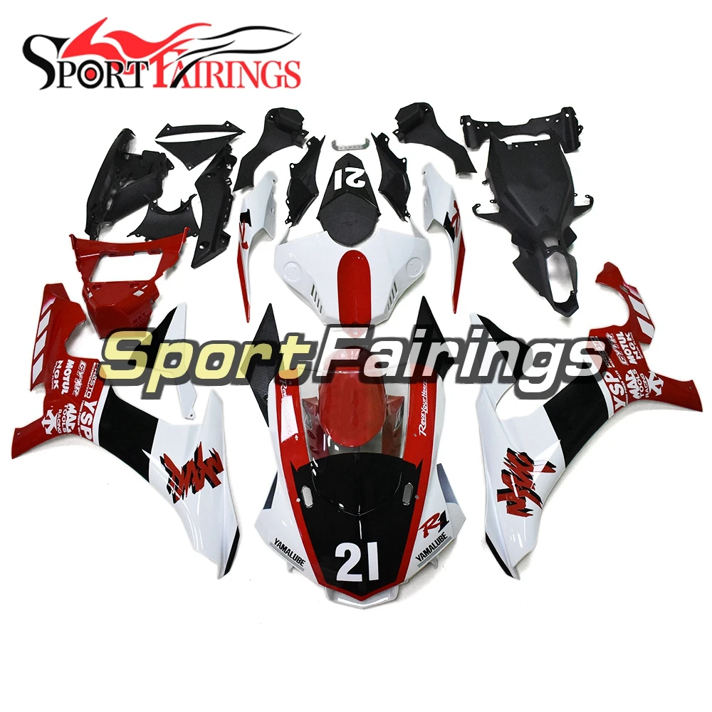 Бело красные Обтекатели для Yamaha YZF 1000 R1 2015 16 17 2018 ABS пластиковая обтекатель