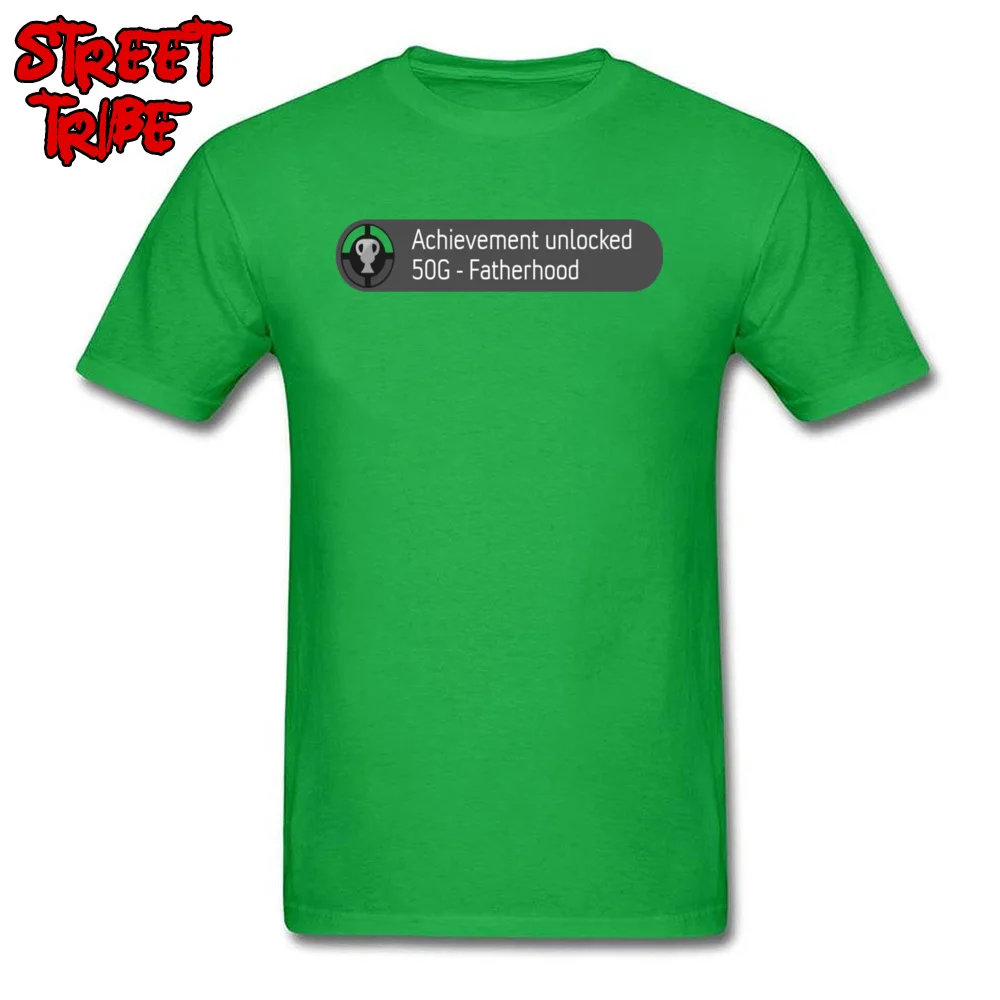 Prevailing Mens T Shirts Achievement unlocked (Father hood) -3768 Tops Tees All Cotton O-Neck Short Sleeve Tops & Tees Slim Fit Achievement unlocked (Father hood) -3768 green