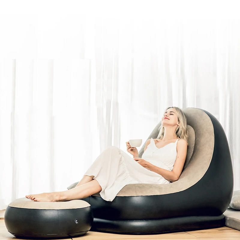 Fashion PVC Folding Portable Inflatable Sofa Self Bean Bag Chair Portable Outdoor Garden Sofa Living Room Furniture Corner Sofa